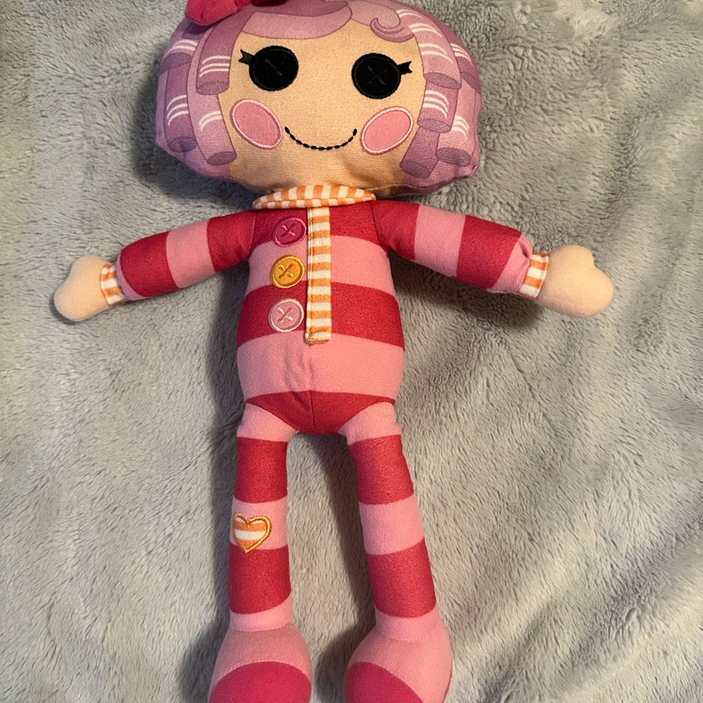 Lalaloopsy 16” Striped Pink Rag Doll pillow plush with Button Accents